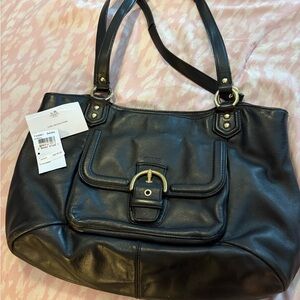 Coach F24961 Campbell Belle black carryall tote with gold hardware